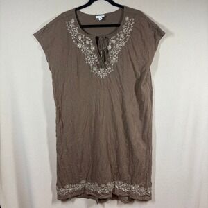 J. Jill Womens Dress L Brown‎ Embroidered Sequin Tassel Casual Comfort FLAW